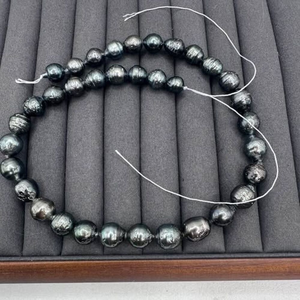 Real Tahitian Baroque Pearl Strand 9–11mm Gray Green DIY